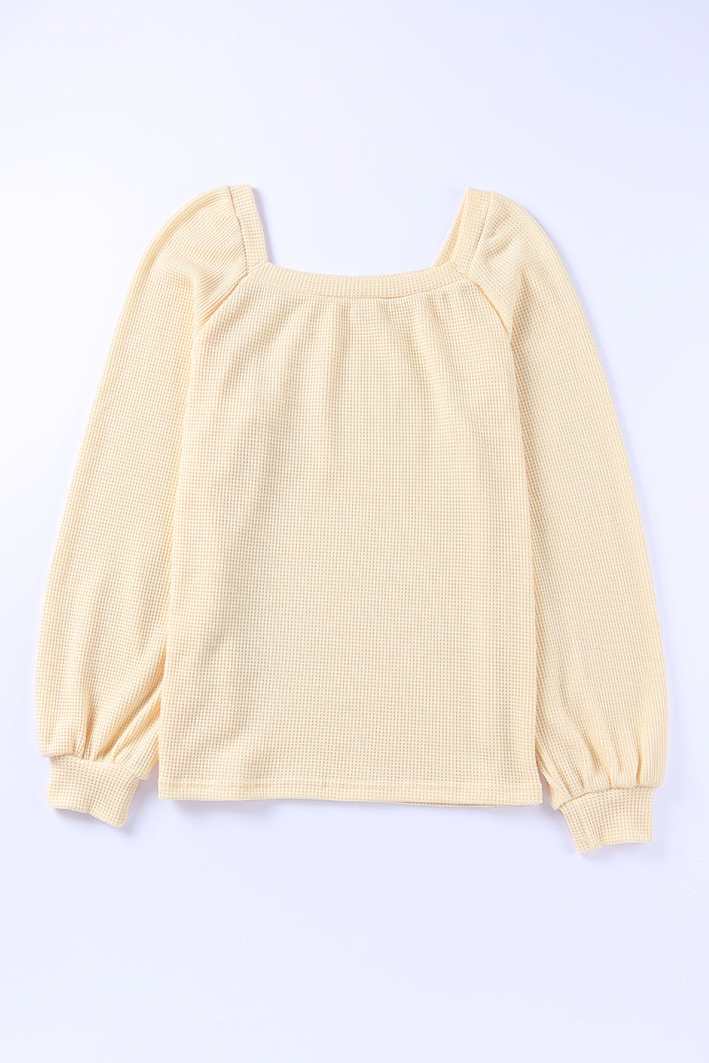 Pink Waffle Texture Casual Square Neck Pullover Top