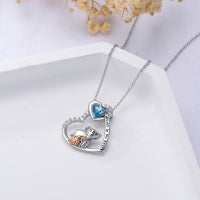 Elephant Crystal Heart Pendant Necklace in Sterling Silver Always In My Heart