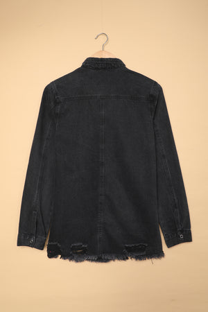 Black Ripped Denim Jacket