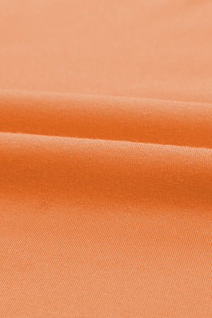 Orange Plain Crew Neck Long Sleeve Top