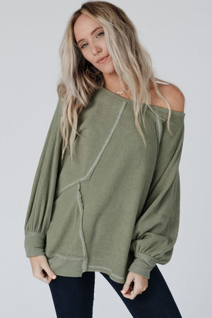 Gold Flame Exposed Seam Patchwork Dolman Sleeve Top