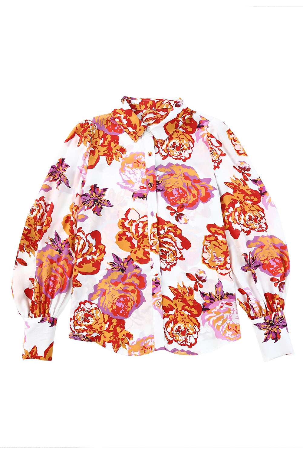 Multicolor Swirl Color Block Print Lantern Sleeve Shirt