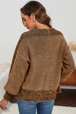 Gray Chunky Knit Pockets Drop Sleeve Cardigan