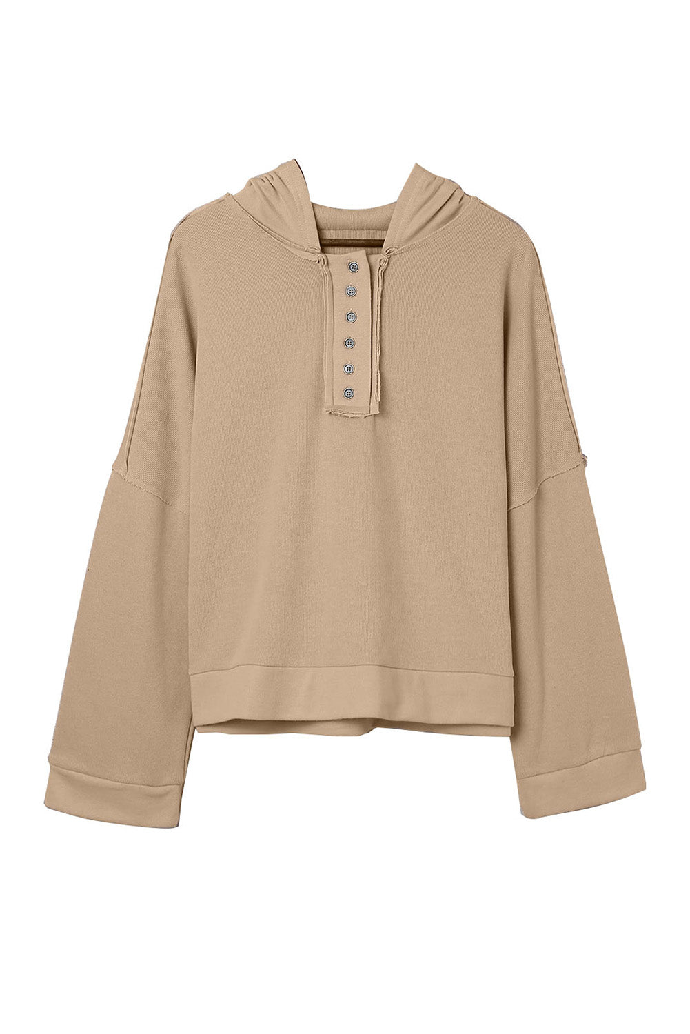Orange Basic & Casual Button Front Pullover Hoodie