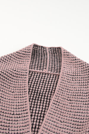 Gray Chunky Knit Pockets Drop Sleeve Cardigan