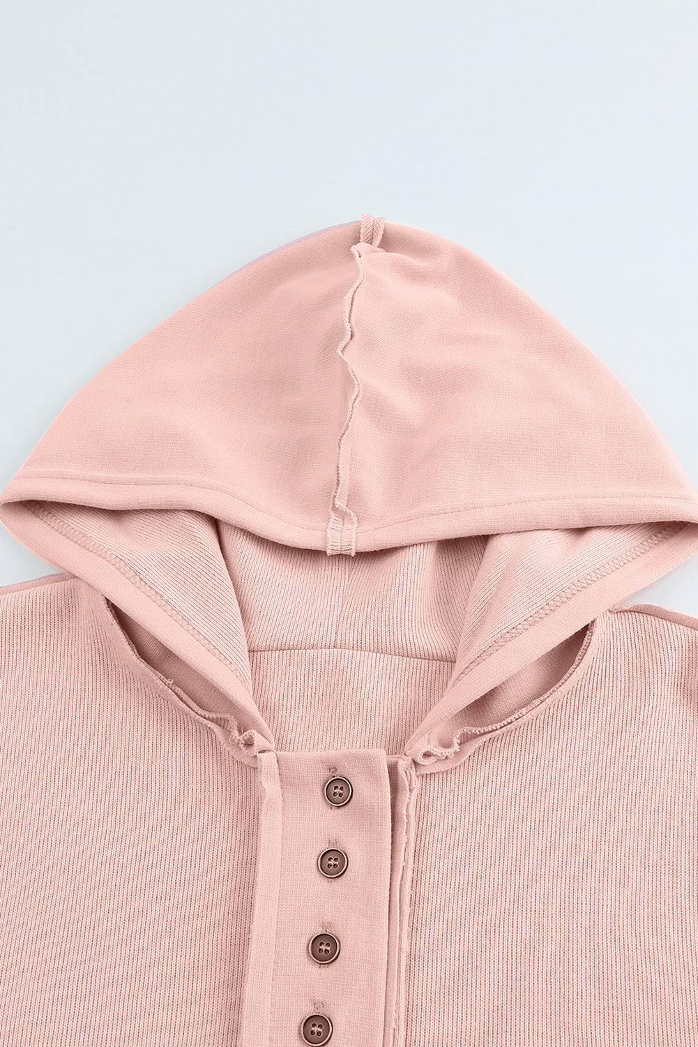 Orange Basic & Casual Button Front Pullover Hoodie