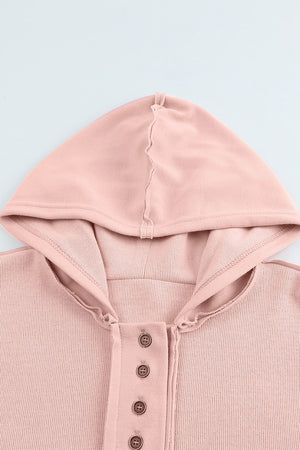 Orange Basic & Casual Button Front Pullover Hoodie