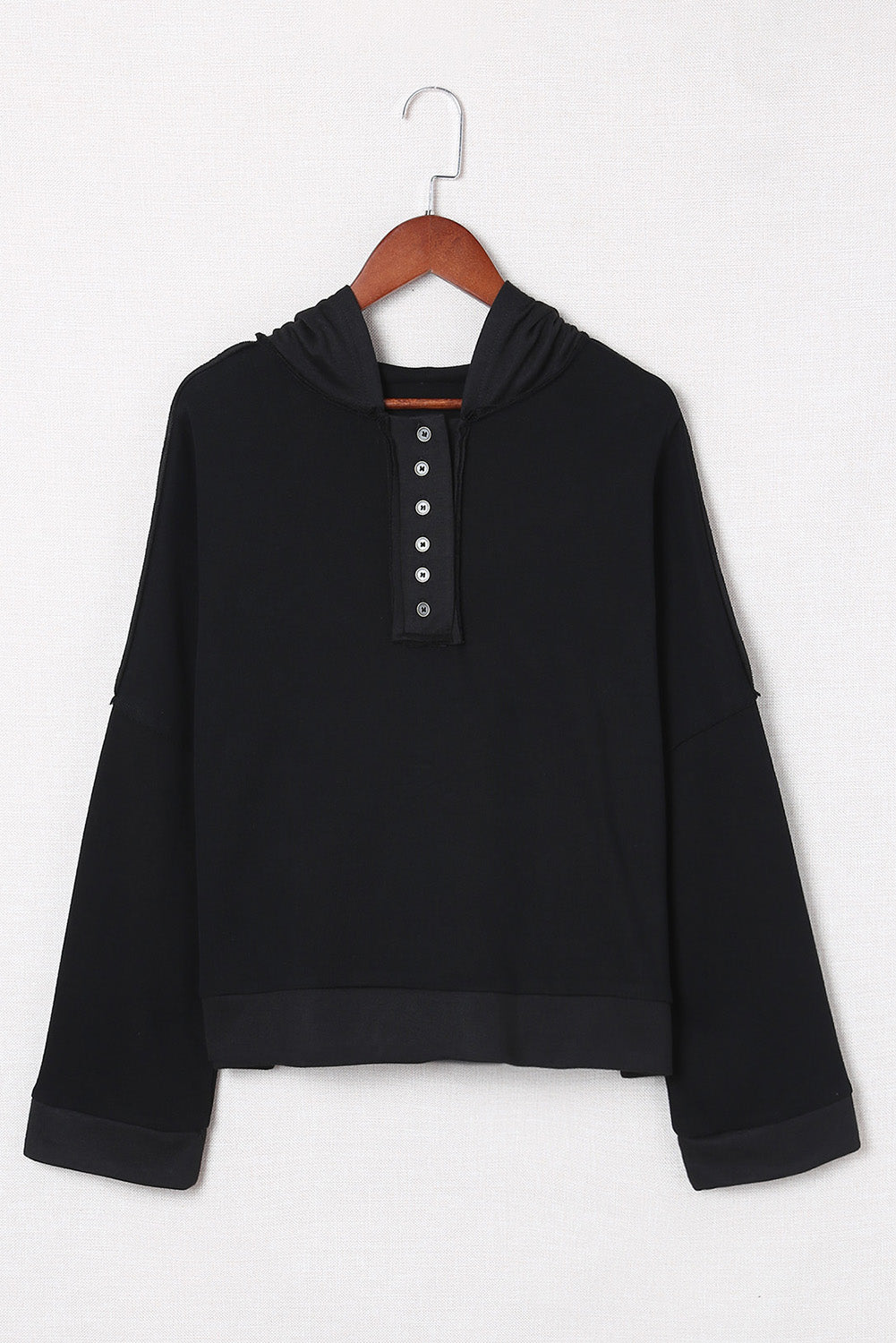 Orange Basic & Casual Button Front Pullover Hoodie