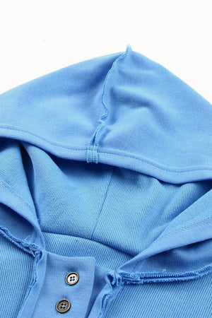 Orange Basic & Casual Button Front Pullover Hoodie