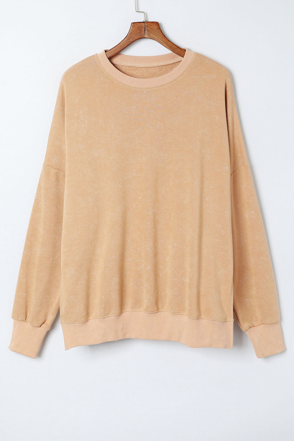 Green Drop Shoulder Ribbed Trim Oversized Sweatshirt