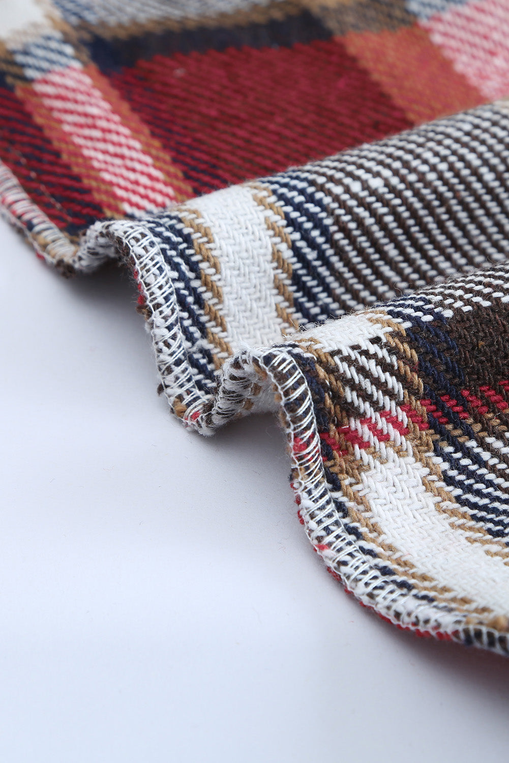Brown Plaid Button Up Long Sleeve Flannel Jacket