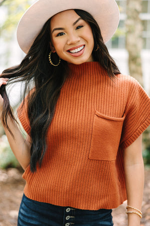Green Patch Pocket Ribbed Knit Short Sleeve Sweater
