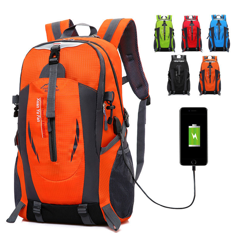 USB rechargeable bag 2021 new double shoulder bag male large capacity outdoor mountaineering bag women sports leisure travel bag