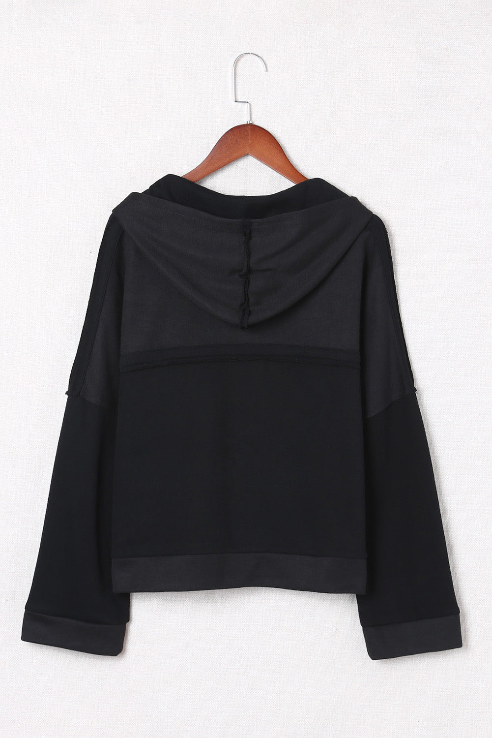 Orange Basic & Casual Button Front Pullover Hoodie