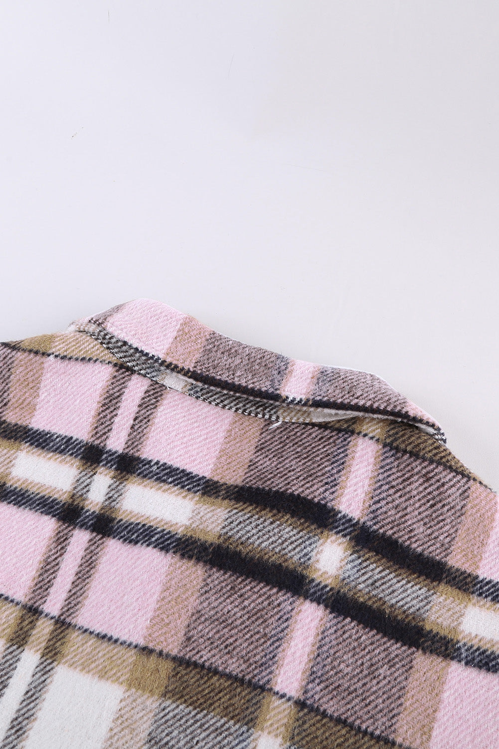Brown Plaid Button Up Long Sleeve Flannel Jacket