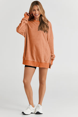 Green Drop Shoulder Ribbed Trim Oversized Sweatshirt