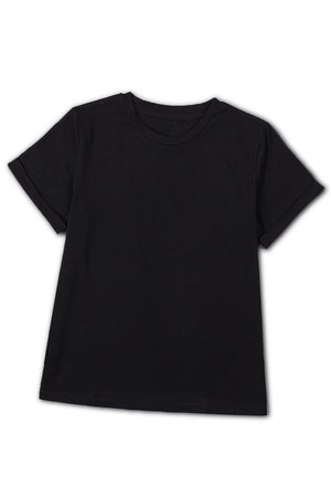Green Plain Solid Color Crew Neck Tee