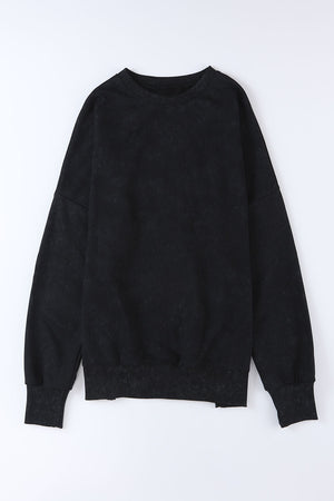 Green Drop Shoulder Ribbed Trim Oversized Sweatshirt