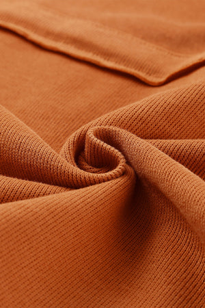 Orange Basic & Casual Button Front Pullover Hoodie