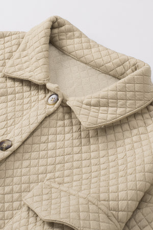 Black Lattice Texture Retro Flap Pocket Button Shacket