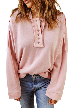 Orange Basic & Casual Button Front Pullover Hoodie
