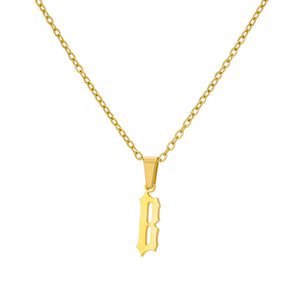 18K Gold Plating Stainless Steel Ancient English Letter Pendant Necklace