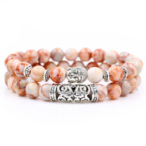 Creative Personality Energy Stone Hand-worn UFO Buddha Head Round Tube Wristband Bracelet Suit