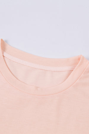 Green Plain Solid Color Crew Neck Tee