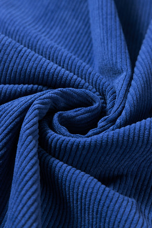 Orange Plain Drop Sleeve Rib-Knit Oversized Sweatshirt