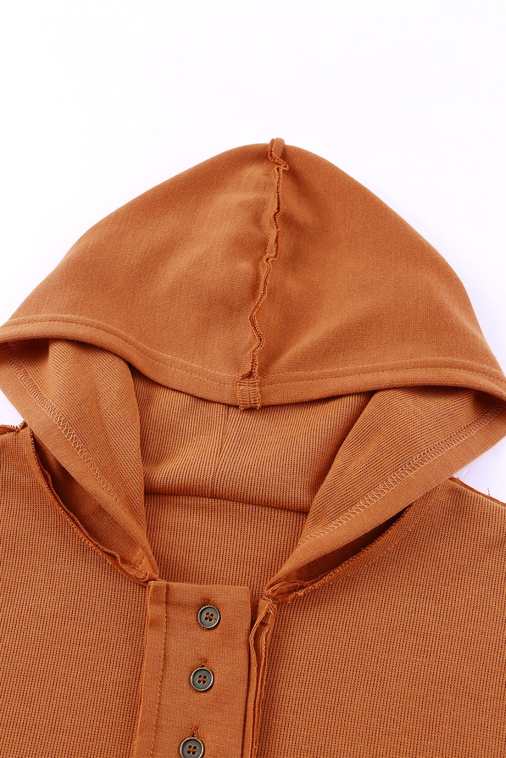 Orange Basic & Casual Button Front Pullover Hoodie