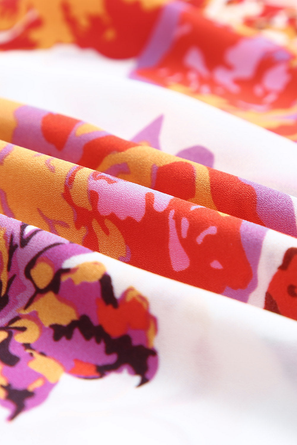 Multicolor Swirl Color Block Print Lantern Sleeve Shirt