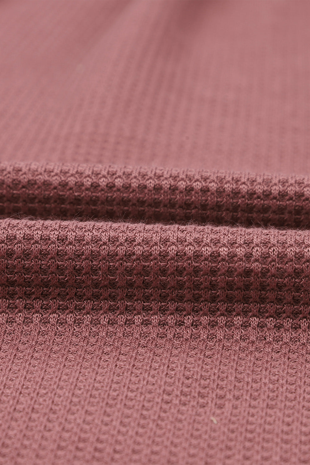 Pink Waffle Texture Casual Square Neck Pullover Top