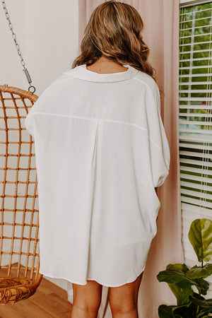 Green 3/4 Batwing Sleeve Oversize Button Up Shirt