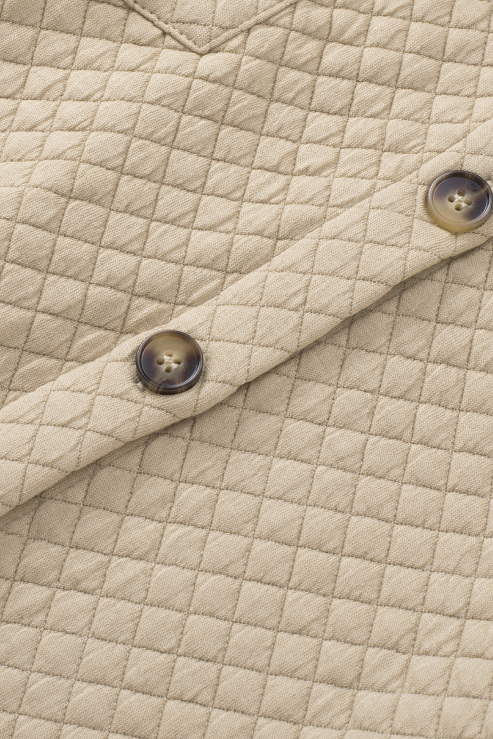 Black Lattice Texture Retro Flap Pocket Button Shacket