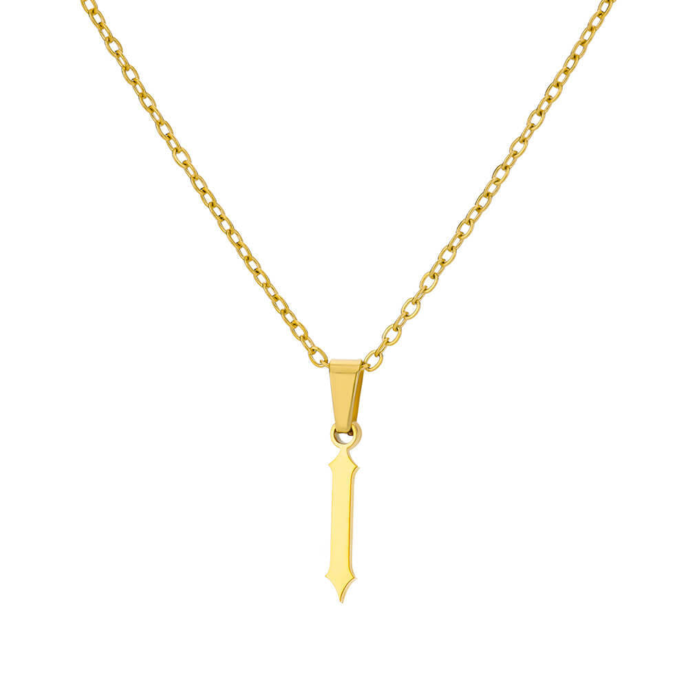 18K Gold Plating Stainless Steel Ancient English Letter Pendant Necklace