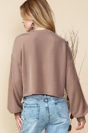 Black Casual Cording Drop Shoulder Puff Sleeve Blouse
