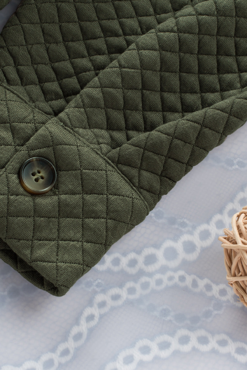 Black Lattice Texture Retro Flap Pocket Button Shacket