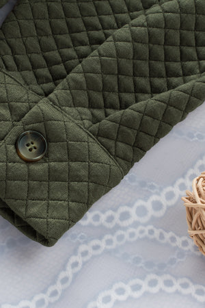 Black Lattice Texture Retro Flap Pocket Button Shacket
