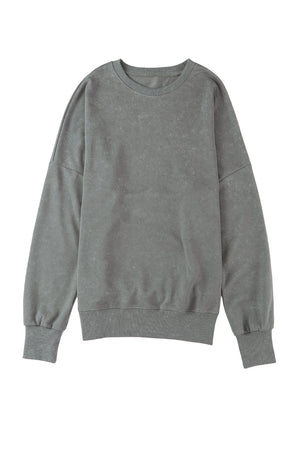 Green Drop Shoulder Ribbed Trim Oversized Sweatshirt