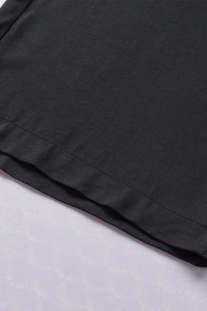 Black Drawstring Elastic Waist Casual Wide Leg Pants