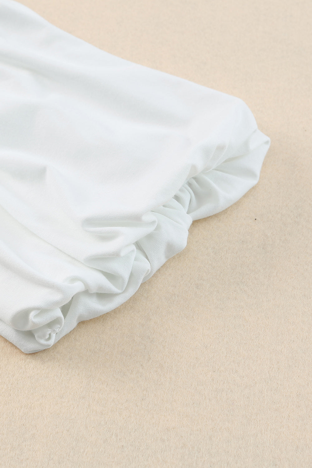 White Solid Color Casual Bubble Sleeve Blouse