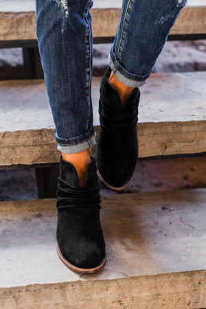 Brown Criss Cross Slip-on Point Toe Heeled Boots