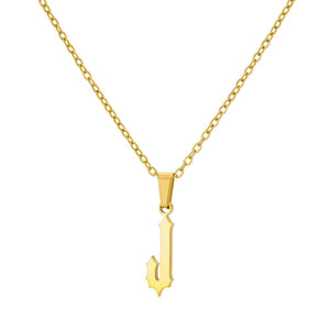 18K Gold Plating Stainless Steel Ancient English Letter Pendant Necklace