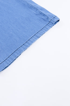Blue High Waist Pocketed Wide Leg Tencel Jeans