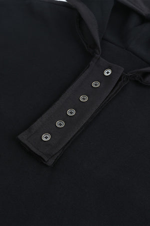 Orange Basic & Casual Button Front Pullover Hoodie