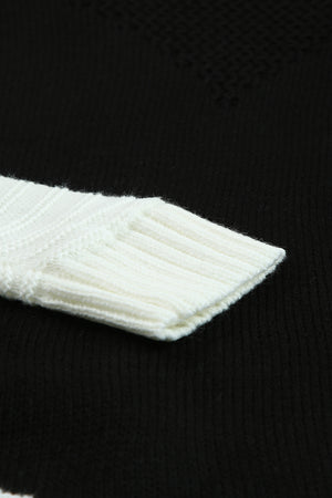 Black & White Colorblock Casual Chevron Pullover Sweater