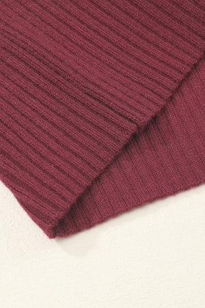 Green Patch Pocket Ribbed Knit Short Sleeve Sweater
