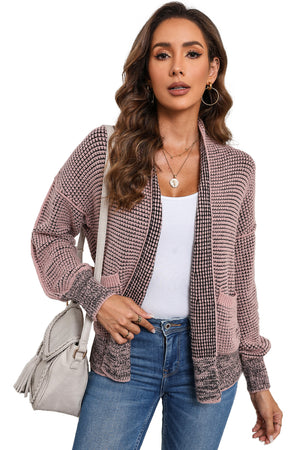 Gray Chunky Knit Pockets Drop Sleeve Cardigan