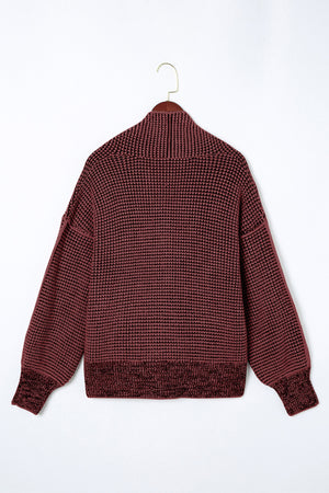 Gray Chunky Knit Pockets Drop Sleeve Cardigan