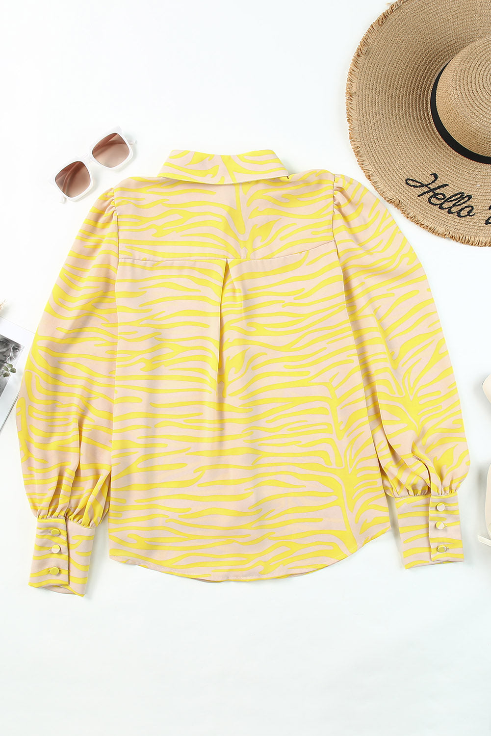 Multicolor Swirl Color Block Print Lantern Sleeve Shirt
